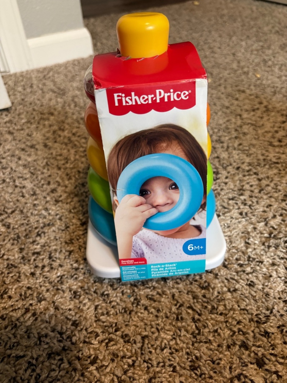 Fisher-Price White Portable Toy Case with Teal Accent
